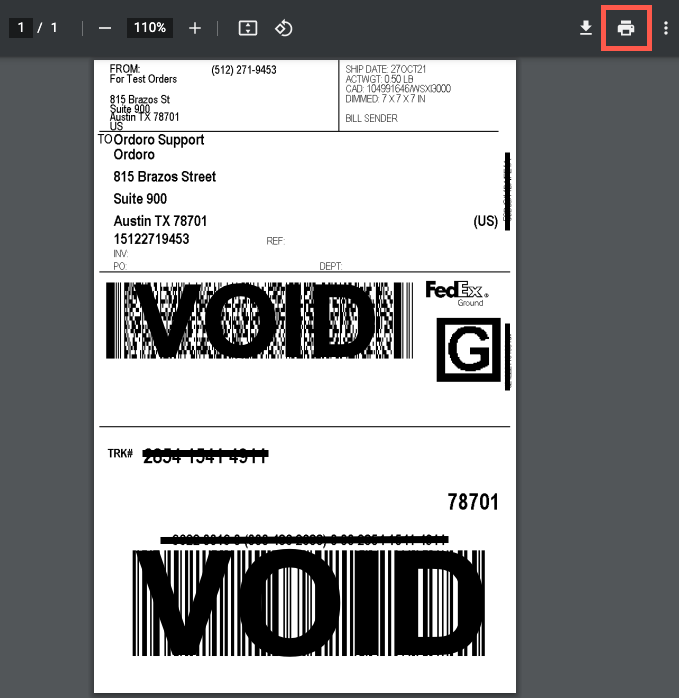 Ordoro Print Settings On Thermal Printer