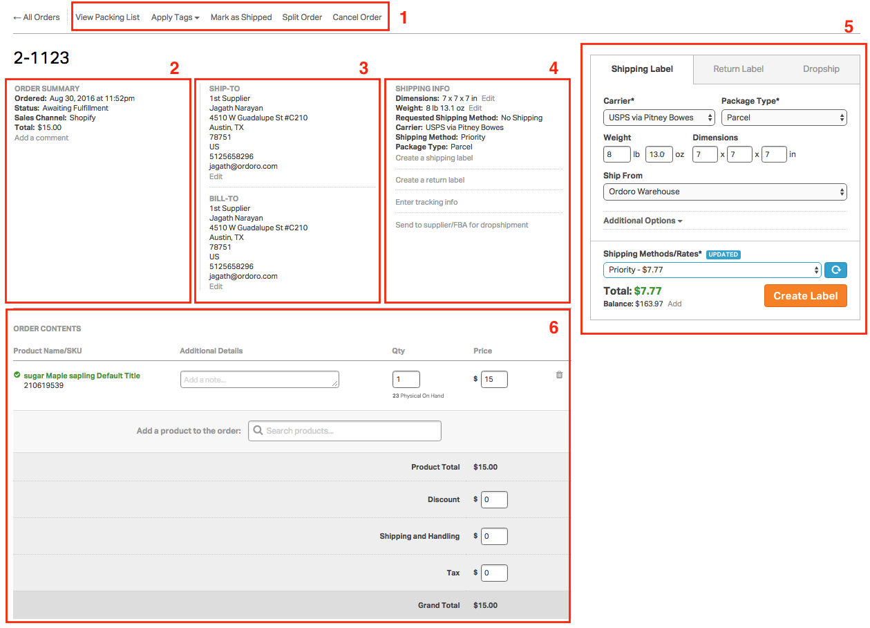 ordoro-using-the-order-detail-page