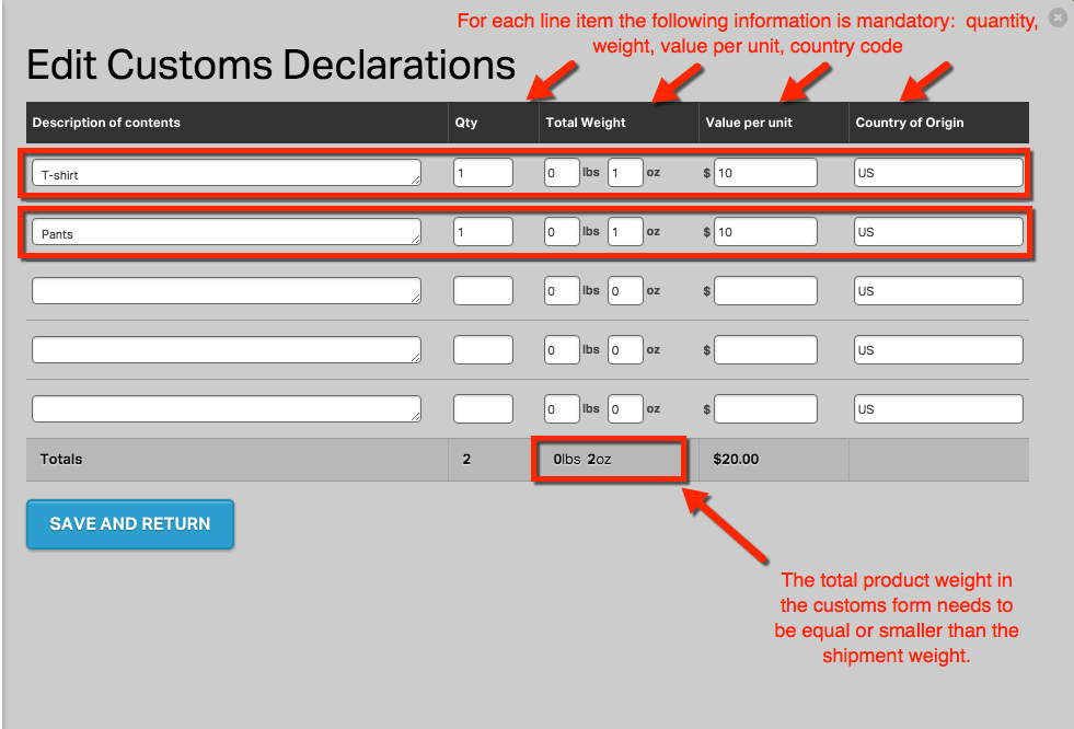 Ordoro How do I edit my customs form?