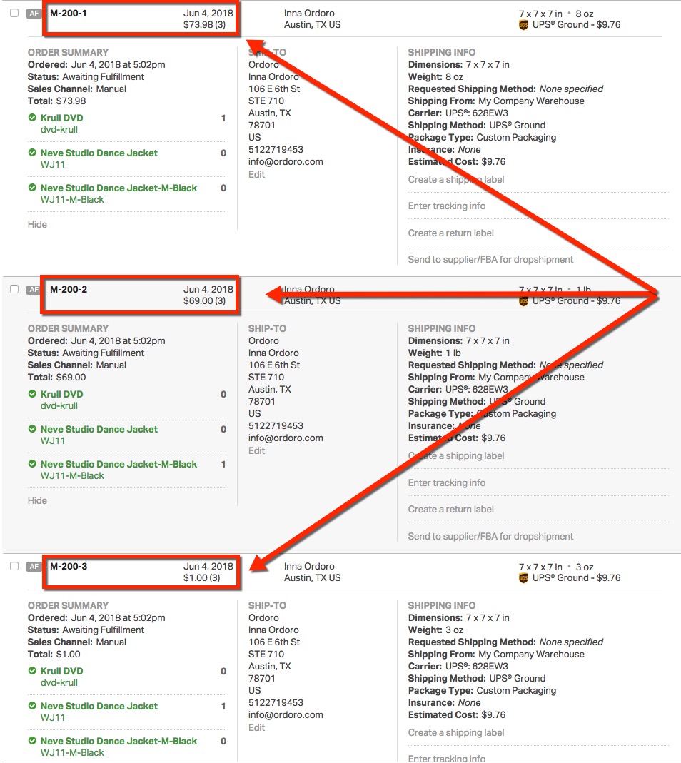 FYI. Separate orders in the same drop totalling over $200 from the