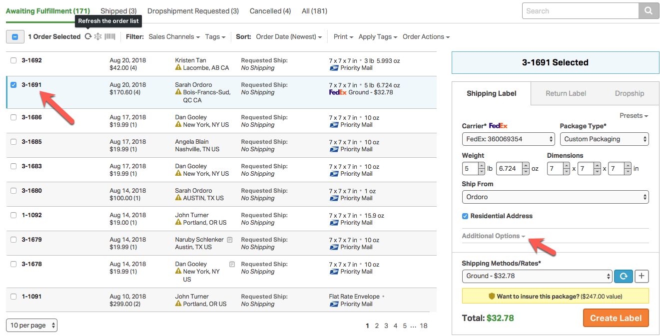 Ordoro How do I manage what international orders receive FedEX