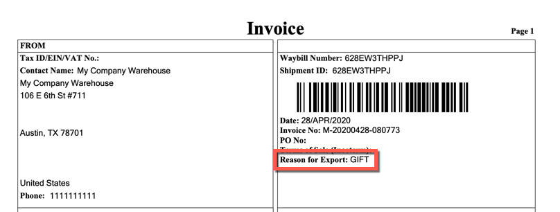 Ordoro - Can I add a Reason for Export for international shipments with