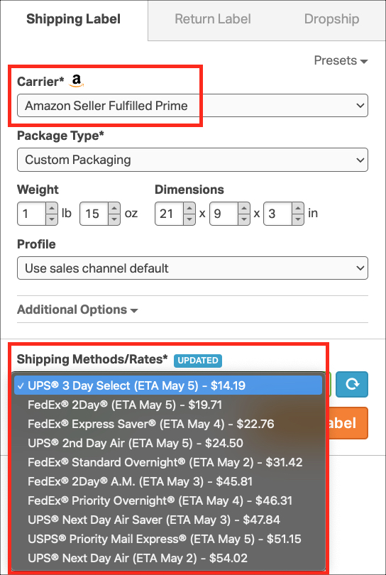 Ordoro - How do I use  Seller Fulfilled Prime to ship my  Prime  orders?
