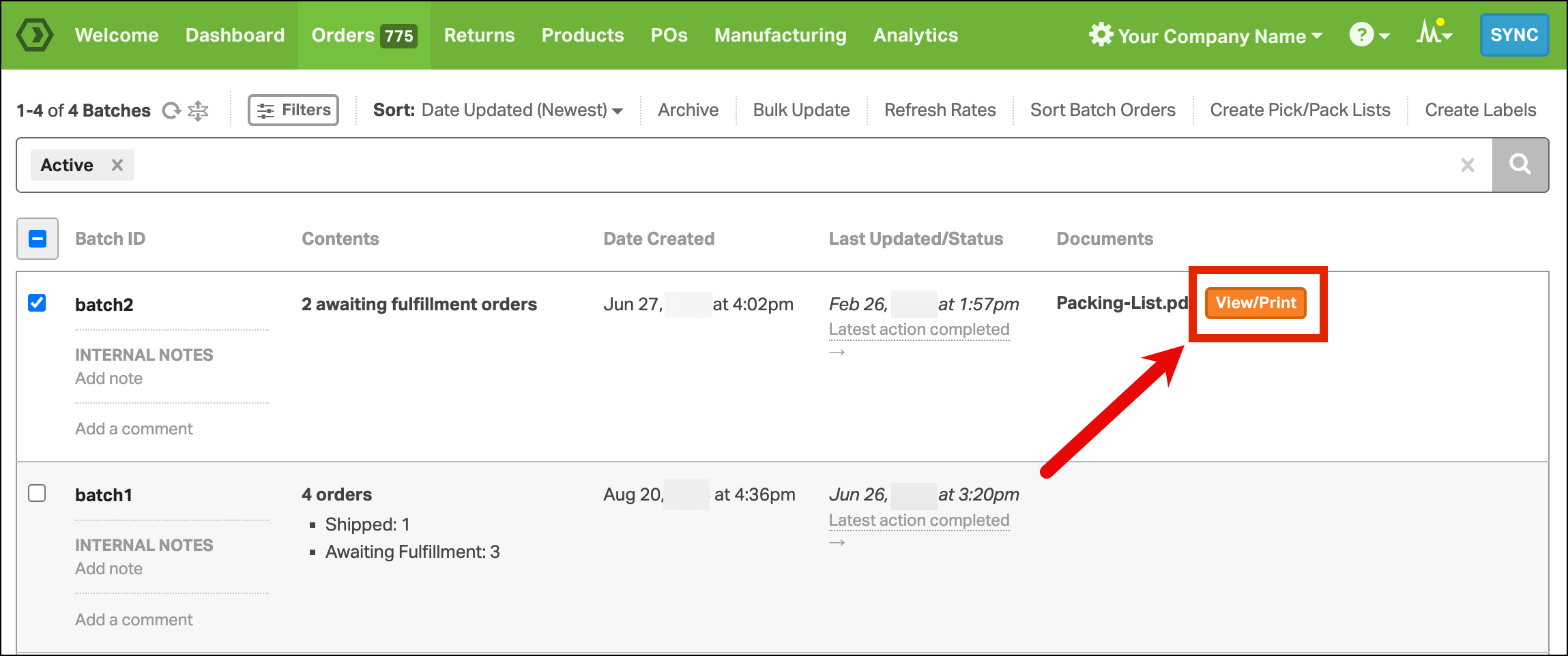 Ordoro - How do I display the Batch ID on my Pack List?